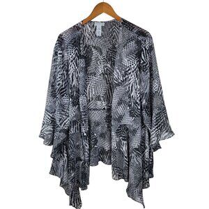 Catherines Plus Size 3X Mesh Jacket Open Front Ruffle Lightweight Animal Print